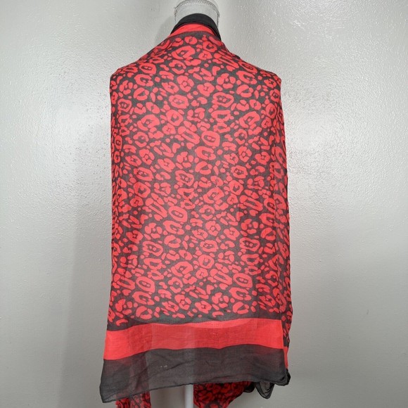 J Francis Scarf Orange Grey Animal Print Accessories Shawl Neck Warmer - Picture 9 of 11
